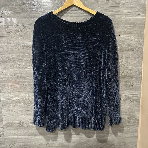 Orvis Womens Sweater Medium Velour Corduroy Blue Pullover Over Sized - Picture 1 of 4